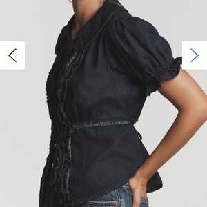 NWT - Anthropologie The Keira Denim Waisted Blouse by Pilcro